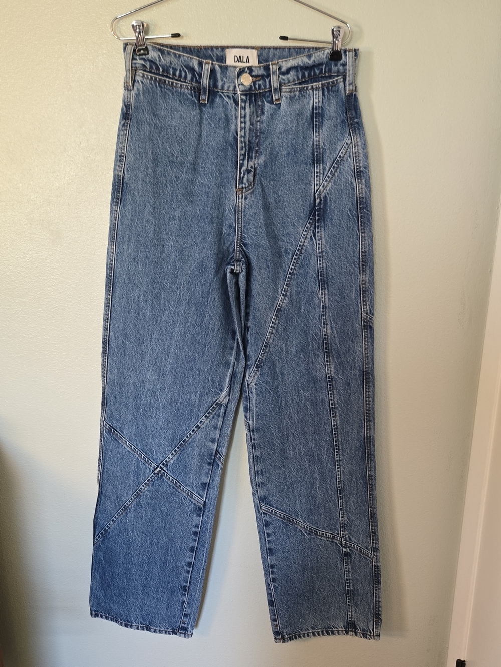 Dala x Free People | Medium Wash Paneled Wide Leg Jeans Size 27
